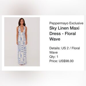 Peppermayo Blue and White Halter Maxi Sundress